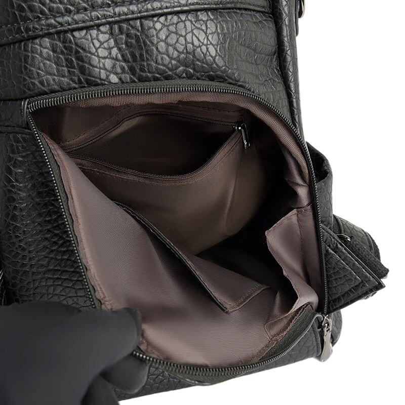 Naujos aukštos kokybės PU odinės kelių kišenių moteriškos nešiojamojo kompiuterio kuprinės nuo vagystės Paprasti koledžo krepšiai Prabangios jaunimo mergaičių kuprinės