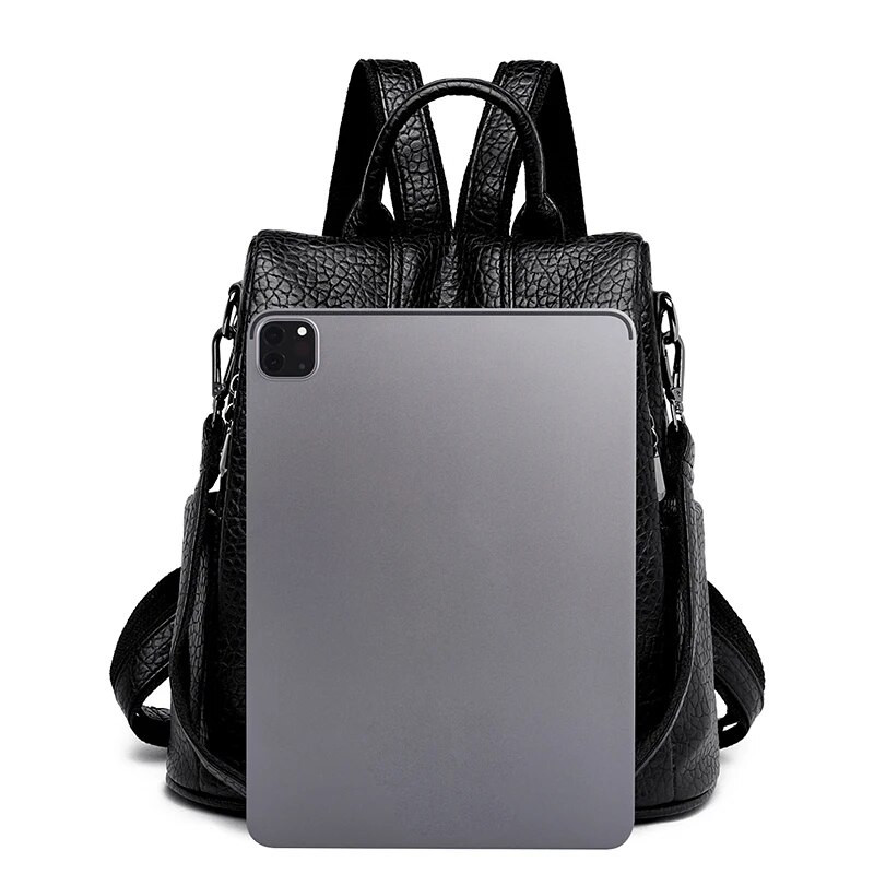 Naujos aukštos kokybės PU odinės kelių kišenių moteriškos nešiojamojo kompiuterio kuprinės nuo vagystės Paprasti koledžo krepšiai Prabangios jaunimo mergaičių kuprinės