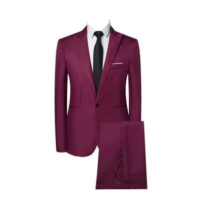 Vyriškų kelnių rinkinys Vyriški vienspalviai verslo drabužiai, 2 vnt. komplektas, atvartas ilgomis rankovėmis, plonos, vidutinio aukščio kelnės profesionaliam stiliui