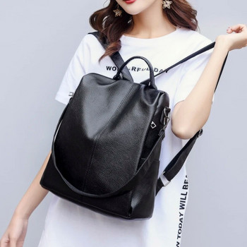 Стилна дамска раница за пътуване, модна дамска ученическа чанта с цип от изкуствена кожа, против кражба, къмпинг, ежедневна мека чанта