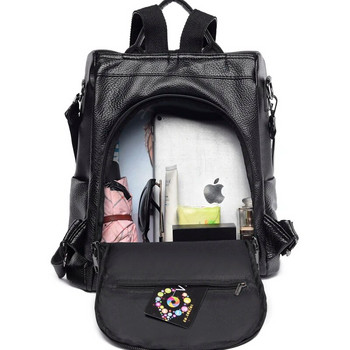 Κομψό ταξιδιωτικό γυναικείο σακίδιο πλάτης Μόδα Pu Δερμάτινο φερμουάρ Γυναικεία σχολική τσάντα Αντικλεπτική Κάμπινγκ Casual Tote Soft