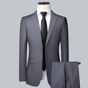 Boutique (Blazer + Παντελόνι) Ανδρικό βρετανικό στυλ Κομψή μόδα High-end Simple Casual Gentleman Κοστούμι καλύτερου άνδρα Κοστούμι δύο τεμαχίων