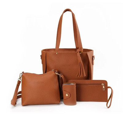 4 vnt./komplektas Crossbody Krepšiai Moteriški krepšių rinkiniai Rašto odiniai pečių krepšiai Piniginė Moteriškas PU Crossbody krepšys