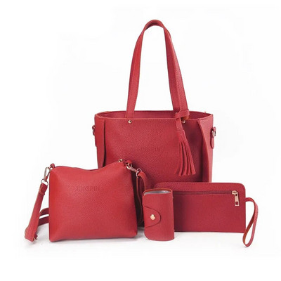 4 vnt./komplektas Crossbody Krepšiai Moteriški krepšių rinkiniai Rašto odiniai pečių krepšiai Piniginė Moteriškas PU Crossbody krepšys