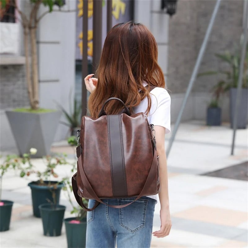 Kuprinė nuo vagysčių Moteriška kuprinė Pu odinė nugaros kuprinė mokyklinė krepšys Preppy Style Mergaičių mokyklinė kuprinė Moteriška kelioninė kuprinė