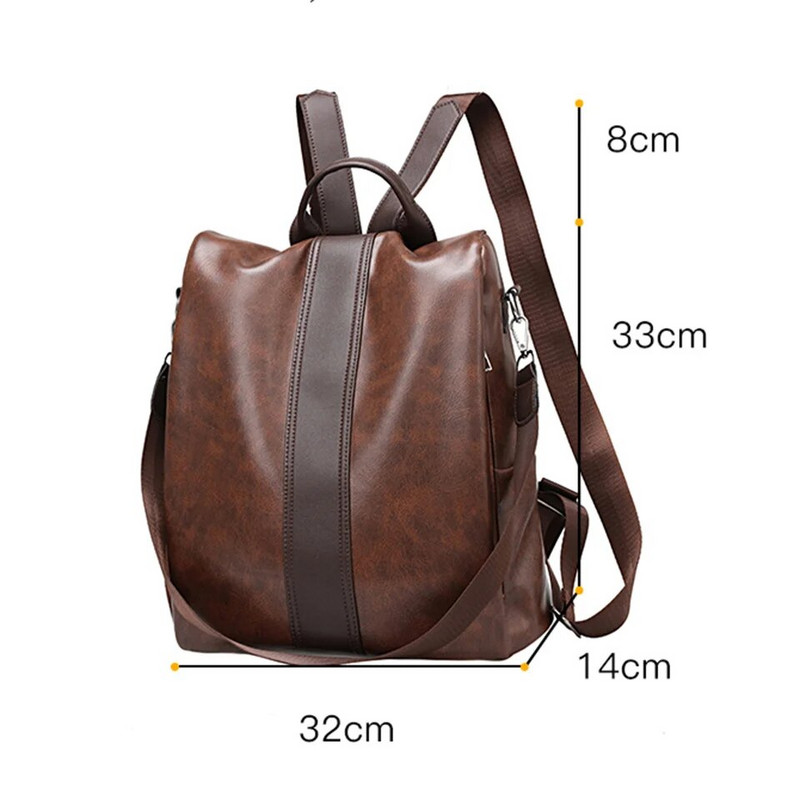 Kuprinė nuo vagysčių Moteriška kuprinė Pu odinė nugaros kuprinė mokyklinė krepšys Preppy Style Mergaičių mokyklinė kuprinė Moteriška kelioninė kuprinė