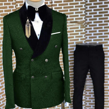 Γκρι επίσημο κοστούμι για άντρες Floral σακάκι παντελόνι 2 τεμαχίων σετ πάρτι γάμου γαμπρού σμόκιν Κομψό ανδρικό κοστούμι όμορφο σακάκι