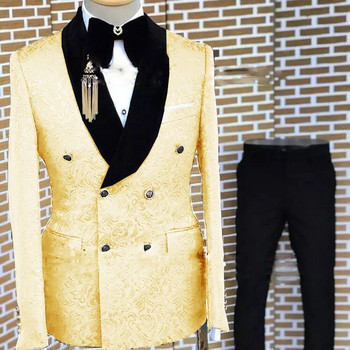 Γκρι επίσημο κοστούμι για άντρες Floral σακάκι παντελόνι 2 τεμαχίων σετ πάρτι γάμου γαμπρού σμόκιν Κομψό ανδρικό κοστούμι όμορφο σακάκι