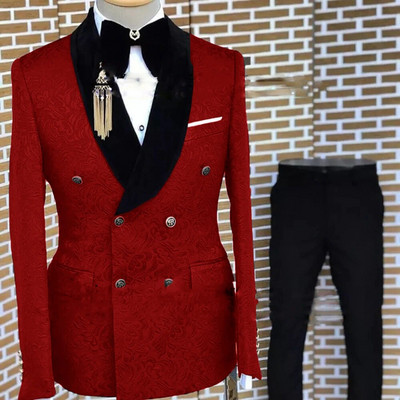 Γκρι επίσημο κοστούμι για άντρες Floral σακάκι παντελόνι 2 τεμαχίων σετ πάρτι γάμου γαμπρού σμόκιν Κομψό ανδρικό κοστούμι όμορφο σακάκι