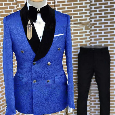 Γκρι επίσημο κοστούμι για άντρες Floral σακάκι παντελόνι 2 τεμαχίων σετ πάρτι γάμου γαμπρού σμόκιν Κομψό ανδρικό κοστούμι όμορφο σακάκι