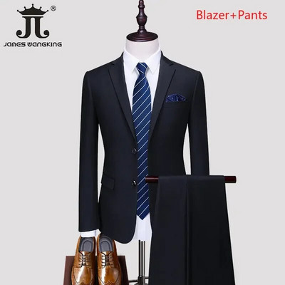 S-5XL Blazer Vest Hlače Boutique Prom Party Tanki smoking Jednobojni muški poslovni ured Ležerno formalno odijelo Mladoženja Vjenčanica