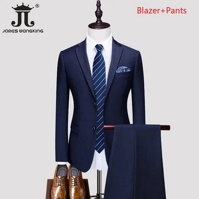 S-5XL Blazer Vest Hlače Boutique Prom Party Tanki smoking Jednobojni muški poslovni ured Ležerno formalno odijelo Mladoženja Vjenčanica