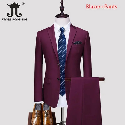 S-5XL Blazer Vest Hlače Boutique Prom Party Tanki smoking Jednobojni muški poslovni ured Ležerno formalno odijelo Mladoženja Vjenčanica