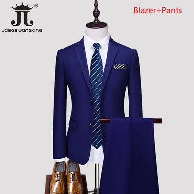 S-5XL Blazer Vest Hlače Boutique Prom Party Tanki smoking Jednobojni muški poslovni ured Ležerno formalno odijelo Mladoženja Vjenčanica