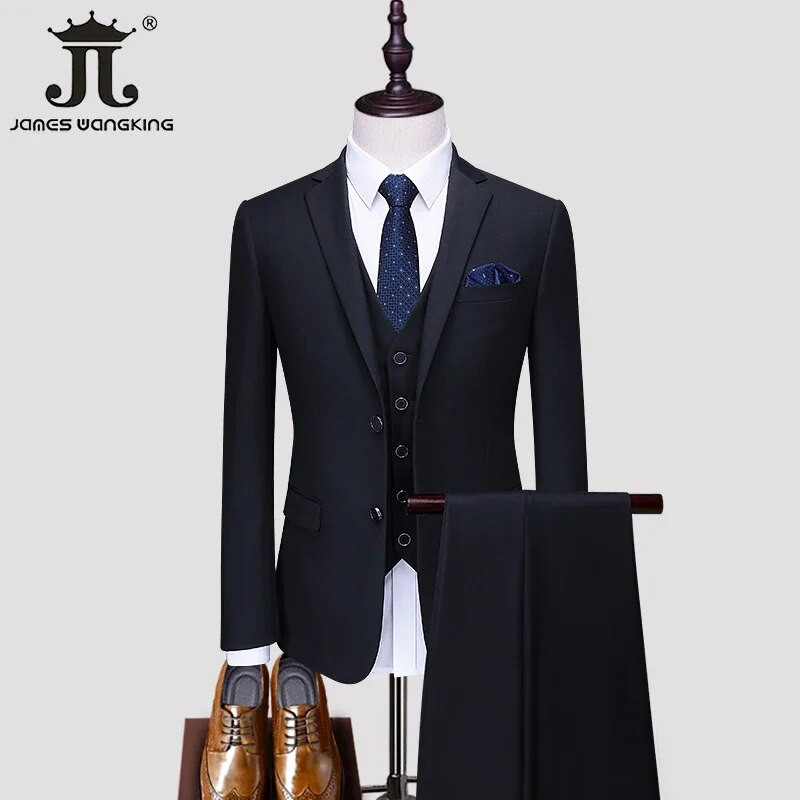 S-5XL Blazer Vest Hlače Boutique Prom Party Tanki smoking Jednobojni muški poslovni ured Ležerno formalno odijelo Mladoženja Vjenčanica