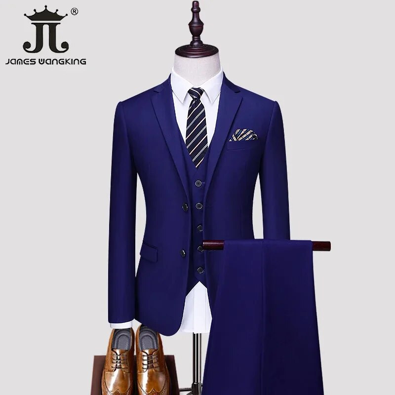 S-5XL Blazer Vest Hlače Boutique Prom Party Tanki smoking Jednobojni muški poslovni ured Ležerno formalno odijelo Mladoženja Vjenčanica