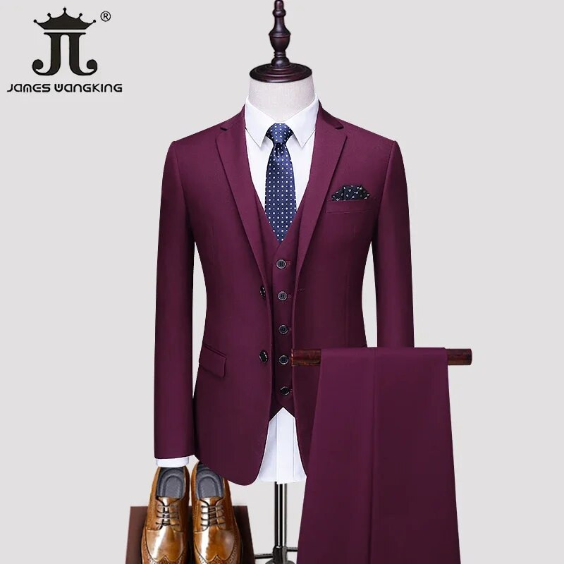 S-5XL Blazer Vest Hlače Boutique Prom Party Tanki smoking Jednobojni muški poslovni ured Ležerno formalno odijelo Mladoženja Vjenčanica