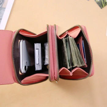 Дамска чанта Мек кожен портфейл Калъф Сензорен екран Мобилен телефон Портмоне Презрамка през рамо Дамска чанта Евтини дамски чанти