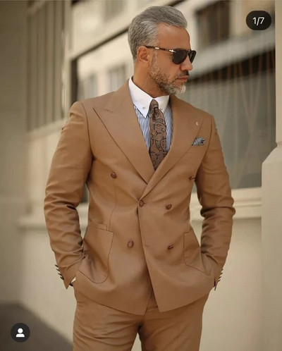 Nova modna muška odijela s dvostrukim kopčanjem Homme Prom Slim Fit Smoking vjenčanica Terno Masculino Blazer 2 komada