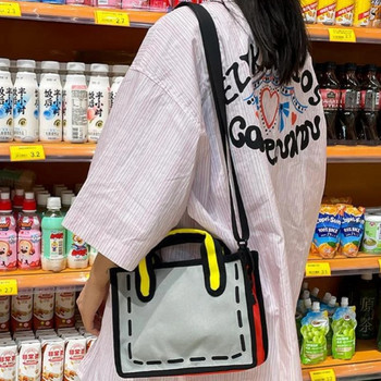 Японски стил 2D аниме куриерска чанта Преносима найлонова водоустойчива чанта през рамо Голям капацитет Обикновена чанта за пазаруване