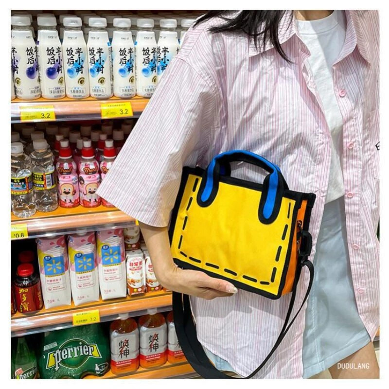 Japoniško stiliaus 2D Anime žinučių krepšys Nešiojamas nailono vandeniui atsparus pečių krepšys, didelės talpos paprasto stiliaus pirkinių rankinė