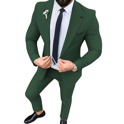 Sakoi Muški modni banketni uski komplet odijela od 3 komada / muški poslovni jednobojni sako Hlače Hlače Prsluk s dvostrukim kopčanjem Kaput