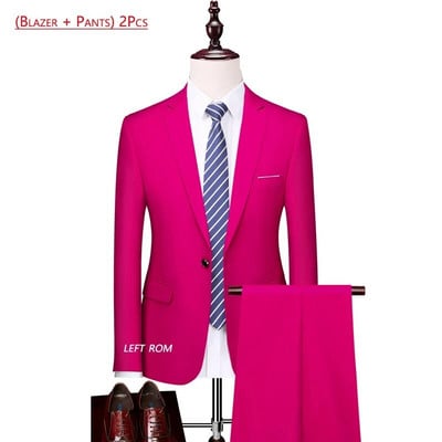( kabát + nadrág ) Luxus márka divat egyszínű férfi Alkalmi alkalmi üzleti irodai öltöny 2 db szett Vőlegény esküvői ruha party