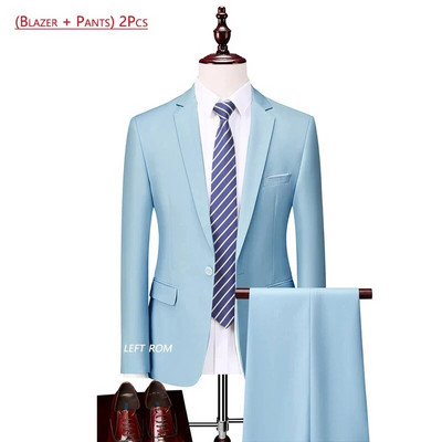 ( kabát + nadrág ) Luxus márka divat egyszínű férfi Alkalmi alkalmi üzleti irodai öltöny 2 db szett Vőlegény esküvői ruha party