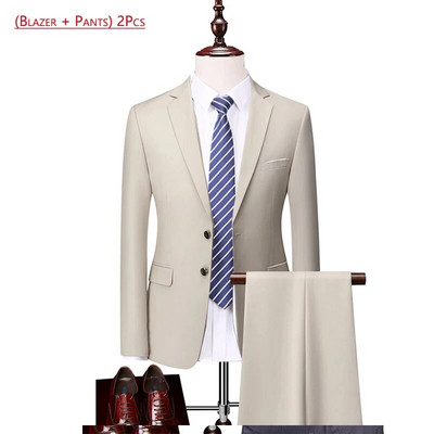 ( kabát + nadrág ) Luxus márka divat egyszínű férfi Alkalmi alkalmi üzleti irodai öltöny 2 db szett Vőlegény esküvői ruha party