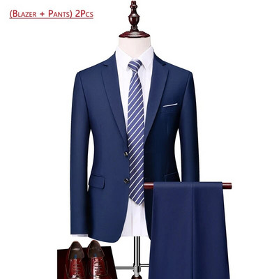 ( kabát + nadrág ) Luxus márka divat egyszínű férfi Alkalmi alkalmi üzleti irodai öltöny 2 db szett Vőlegény esküvői ruha party