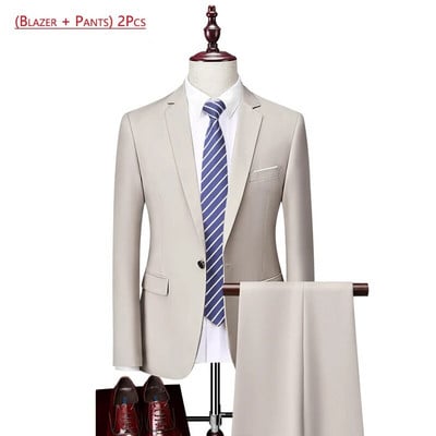 ( kabát + nadrág ) Luxus márka divat egyszínű férfi Alkalmi alkalmi üzleti irodai öltöny 2 db szett Vőlegény esküvői ruha party