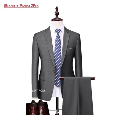 ( kabát + nadrág ) Luxus márka divat egyszínű férfi Alkalmi alkalmi üzleti irodai öltöny 2 db szett Vőlegény esküvői ruha party