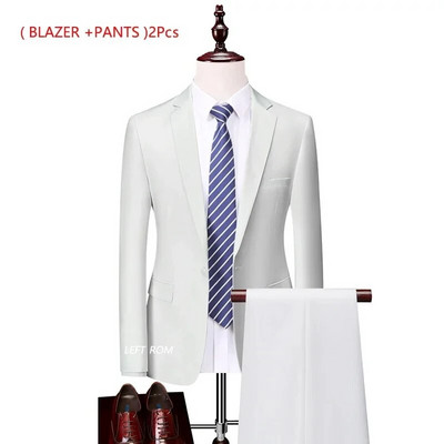 ( kabát + nadrág ) Luxus márka divat egyszínű férfi Alkalmi alkalmi üzleti irodai öltöny 2 db szett Vőlegény esküvői ruha party