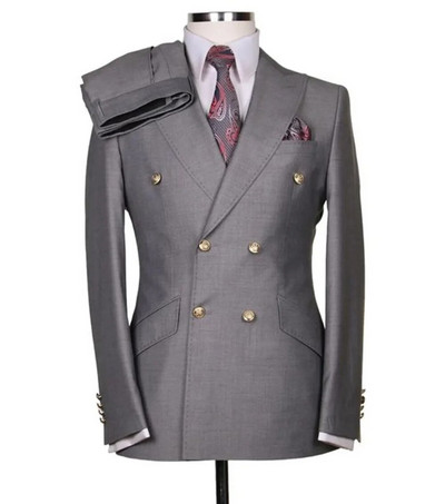 Puno muško odijelo Mladoženja Izrađeni po narudžbi Vjenčanice s dvostrukim kopčanjem Muški dvodijelni sako za maturalnu zabavu Hlače Slim Fit Blazer Hlače