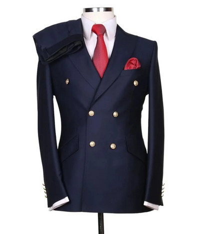 Puno muško odijelo Mladoženja Izrađeni po narudžbi Vjenčanice s dvostrukim kopčanjem Muški dvodijelni sako za maturalnu zabavu Hlače Slim Fit Blazer Hlače