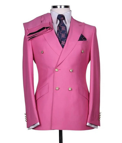 Puno muško odijelo Mladoženja Izrađeni po narudžbi Vjenčanice s dvostrukim kopčanjem Muški dvodijelni sako za maturalnu zabavu Hlače Slim Fit Blazer Hlače