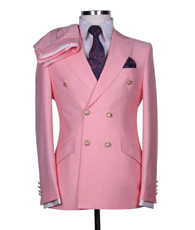 Puno muško odijelo Mladoženja Izrađeni po narudžbi Vjenčanice s dvostrukim kopčanjem Muški dvodijelni sako za maturalnu zabavu Hlače Slim Fit Blazer Hlače