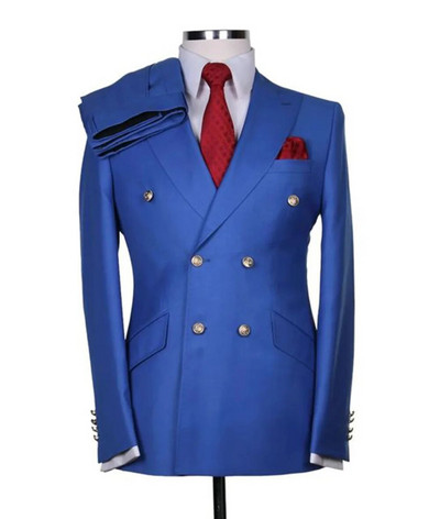 Puno muško odijelo Mladoženja Izrađeni po narudžbi Vjenčanice s dvostrukim kopčanjem Muški dvodijelni sako za maturalnu zabavu Hlače Slim Fit Blazer Hlače