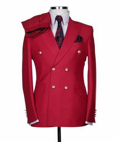 Puno muško odijelo Mladoženja Izrađeni po narudžbi Vjenčanice s dvostrukim kopčanjem Muški dvodijelni sako za maturalnu zabavu Hlače Slim Fit Blazer Hlače