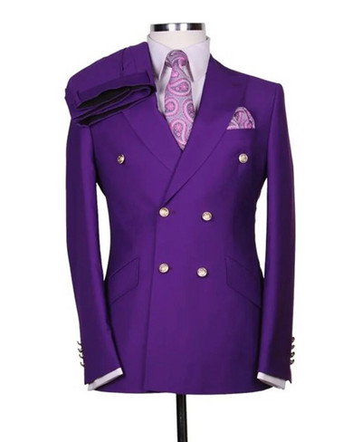 Puno muško odijelo Mladoženja Izrađeni po narudžbi Vjenčanice s dvostrukim kopčanjem Muški dvodijelni sako za maturalnu zabavu Hlače Slim Fit Blazer Hlače