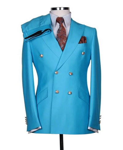 Puno muško odijelo Mladoženja Izrađeni po narudžbi Vjenčanice s dvostrukim kopčanjem Muški dvodijelni sako za maturalnu zabavu Hlače Slim Fit Blazer Hlače