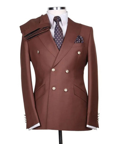 Puno muško odijelo Mladoženja Izrađeni po narudžbi Vjenčanice s dvostrukim kopčanjem Muški dvodijelni sako za maturalnu zabavu Hlače Slim Fit Blazer Hlače