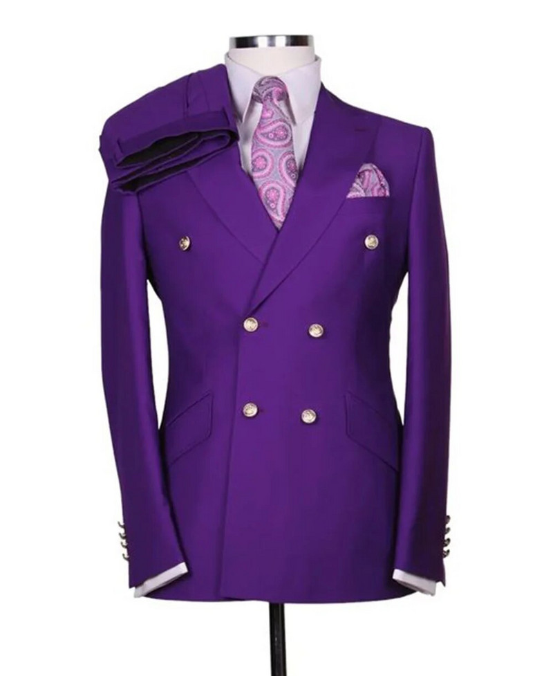 Puno muško odijelo Mladoženja Izrađeni po narudžbi Vjenčanice s dvostrukim kopčanjem Muški dvodijelni sako za maturalnu zabavu Hlače Slim Fit Blazer Hlače