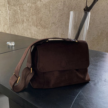 Есен Зима Матирани кафяви велурени чанти Чанта през рамо Дамска чанта за през рамо с голям капацитет Дамска дизайнерска чанта