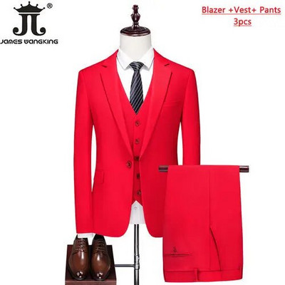 S- 6XL Dupla szellőző férfi öltöny 3 db (kabát+mellény+nadrág) Szociális ruha Vőlegény esküvői ruha Vékony parti szmoking formális üzleti öltöny