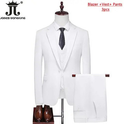 S- 6XL Dupla szellőző férfi öltöny 3 db (kabát+mellény+nadrág) Szociális ruha Vőlegény esküvői ruha Vékony parti szmoking formális üzleti öltöny