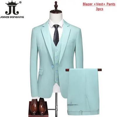 S- 6XL Dupla szellőző férfi öltöny 3 db (kabát+mellény+nadrág) Szociális ruha Vőlegény esküvői ruha Vékony parti szmoking formális üzleti öltöny