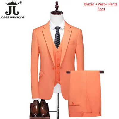 S- 6XL Dupla szellőző férfi öltöny 3 db (kabát+mellény+nadrág) Szociális ruha Vőlegény esküvői ruha Vékony parti szmoking formális üzleti öltöny