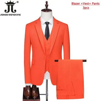 S- 6XL Dupla szellőző férfi öltöny 3 db (kabát+mellény+nadrág) Szociális ruha Vőlegény esküvői ruha Vékony parti szmoking formális üzleti öltöny