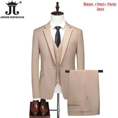 S- 6XL Dupla szellőző férfi öltöny 3 db (kabát+mellény+nadrág) Szociális ruha Vőlegény esküvői ruha Vékony parti szmoking formális üzleti öltöny
